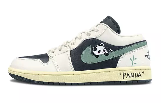Кроссовки Air Jordan 1 Vintage Basketball Shoes Women's Low-top Black/green, белый