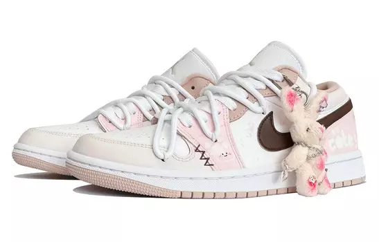Кроссовки Air Jordan 1 Vintage Basketball Shoes Unisex Low-top Pink/white, розовый