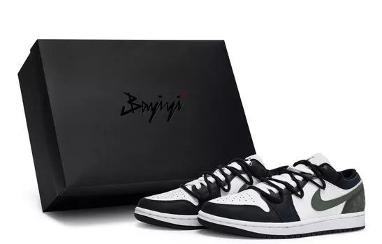 Кроссовки Air Jordan 1 Vintage Basketball Shoes Men Low-top Green/Black/Green, зеленый