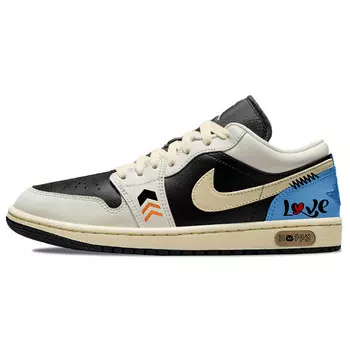 Кроссовки Air Jordan 1 Vintage Basketball Shoes Women's Low-top University Blue/Black/White, голубой