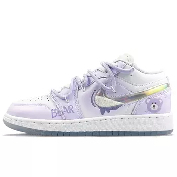 Кроссовки Air Jordan 1 Vintage Basketball Shoes Women's Low-top White/purple, светло-фиолетовый