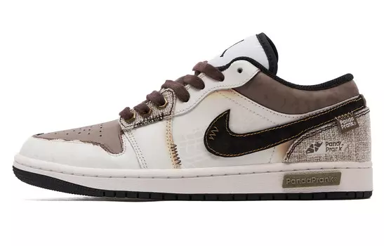 Кроссовки Air Jordan 1 Vintage Basketball Shoes Men Low-top Tan/White, коричневый