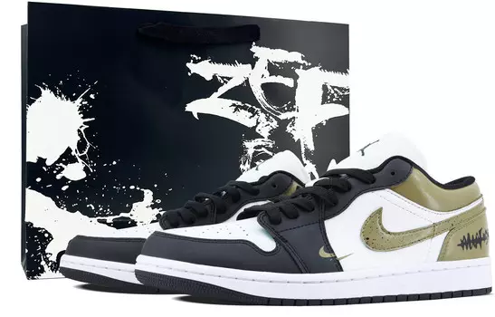 Кроссовки Air Jordan 1 Vintage Basketball Shoes Men Low-top Moss Green/white, зеленый