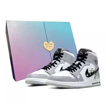 Кроссовки Air Jordan 1 Vintage Basketball Shoes Men Mid-top White/gray, серый