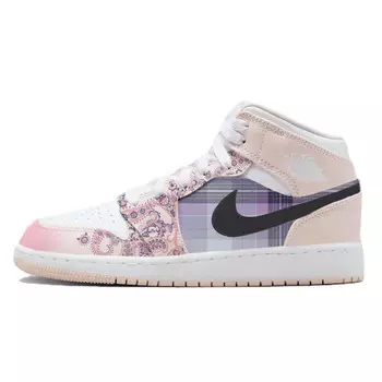 Кроссовки Air Jordan 1 Vintage Basketball Shoes Women's Mid-top White/pink, розовый