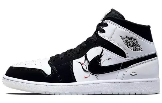 Кроссовки Air Jordan 1 Vintage Basketball Shoes Men High-top Black/white, черный