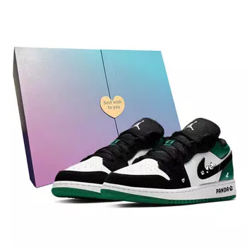 Кроссовки Air Jordan 1 Vintage Basketball Shoes Women's Low-top Black/green, зеленый