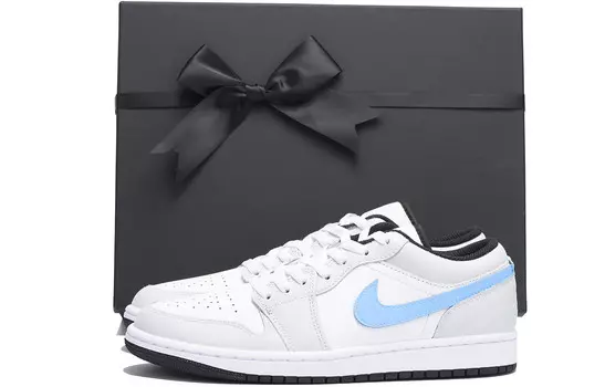 Кроссовки Air Jordan 1 Vintage Basketball Shoes Men Low-top Grey/Blue/Black/White, светло-серый