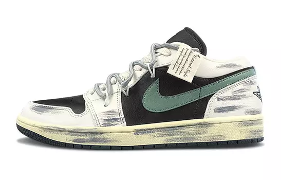 Кроссовки Air Jordan 1 Vintage Basketball Shoes Women's Low-top Black/green/gray, белый