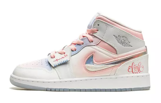 Кроссовки Air Jordan 1 Vintage Basketball Shoes Women's Mid-top Blue, розовый