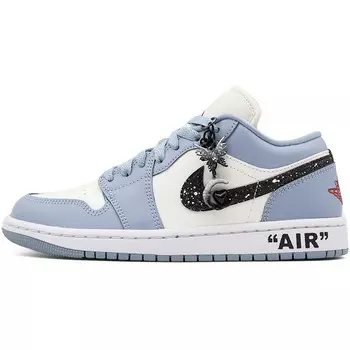 Кроссовки Air Jordan 1 Vintage Basketball Shoes Women's Low-top White/blue/black, синий/белый