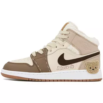 Кроссовки Air Jordan 1 Vintage Basketball Shoes Women's Mid-top Brown/White, коричневый