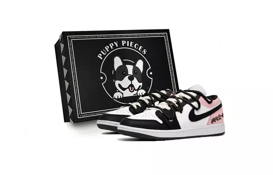 Кроссовки Air Jordan 1 Vintage Basketball Shoes Men Low-top Core Black / Cloud White / Team Shock Pink 2, черный