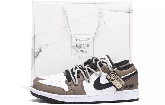 Кроссовки Air Jordan 1 Vintage Basketball Shoes Men Low-top Brown/black/white, цвет Coffee