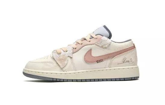 Кроссовки Air Jordan 1 Vintage Basketball Shoes Women's Low-top Beige/White, слоновая кость