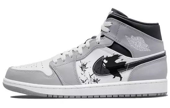 Кроссовки Air Jordan 1 Vintage Basketball Shoes Men Mid-top Grey/white/black, серый
