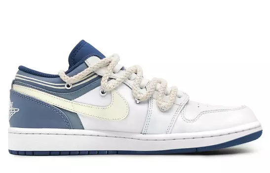 Кроссовки Air Jordan 1 Vintage Basketball Shoes Men Low-top White, синий/белый
