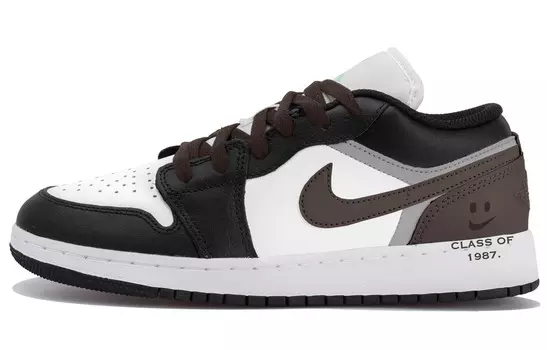 Кроссовки Air Jordan 1 Vintage Basketball Shoes Men Low-top Black/White/Brown, черный/белый/коричневый