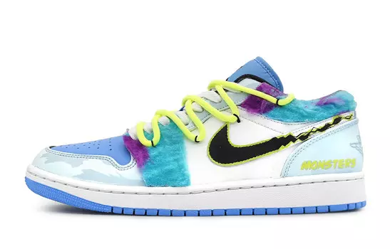 Кроссовки Air Jordan 1 Vintage Basketball Shoes Women's Low-top White/green, синий/белый