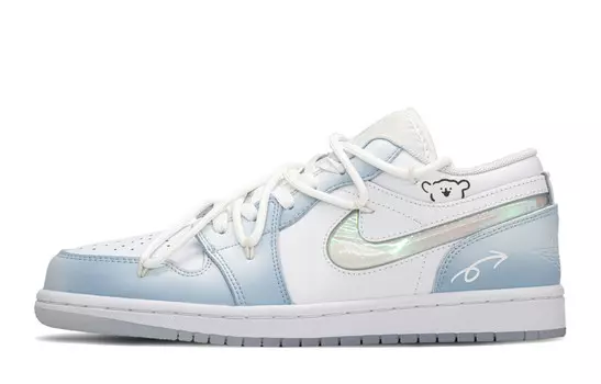 Кроссовки Air JORDAN 1 Vintage Basketball Shoes Women's Low-Top White Blue