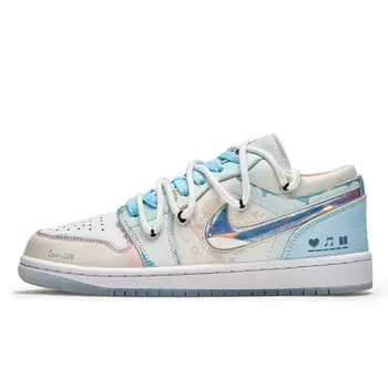 Кроссовки Air Jordan 1 Vintage Basketball Shoes Women's Low-top Blue/pink, бежевый