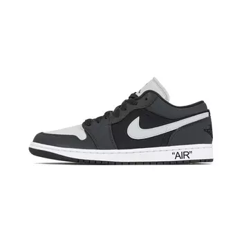 Кроссовки Air Jordan 1 Vintage Basketball Shoes Unisex Low-top Black/Emerald Rise/Photo Blue, темно-серый