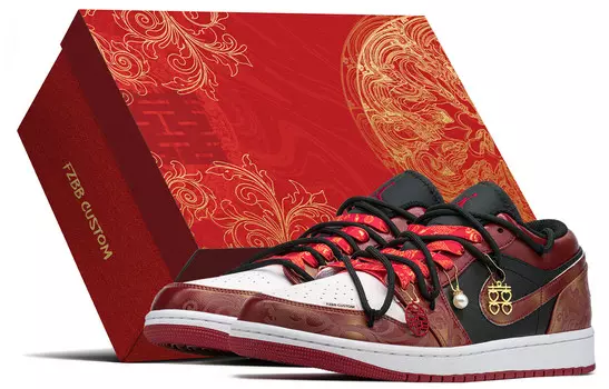 Кроссовки Air Jordan 1 Vintage Basketball Shoes Men Low-top Black/Red, красный/черный