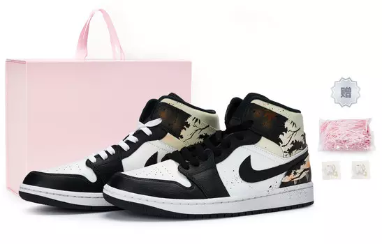 Кроссовки Air Jordan 1 Vintage Basketball Shoes Women's Mid-top Yellow, белый/черный