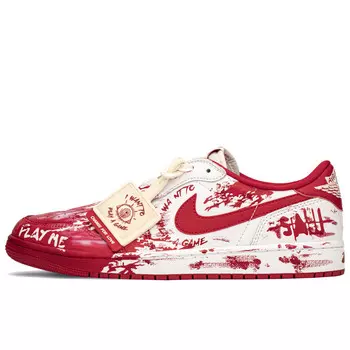 Кроссовки Air Jordan 1 Vintage Basketball Shoes Unisex Low-top White/red, белый/красный