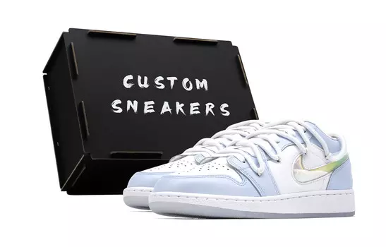 Кроссовки Air Jordan 1 Vintage Basketball Shoes Women's Low-top White/blue, синий