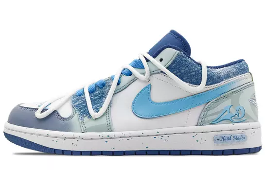 Кроссовки Air Jordan 1 Vintage Basketball Shoes Men Low-top White/blue, синий