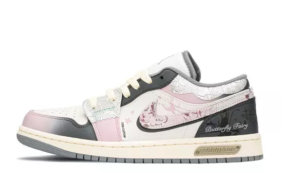 Кроссовки Air Jordan 1 Vintage Basketball Shoes Women's Low-top Grey/Pink/Silver, серый