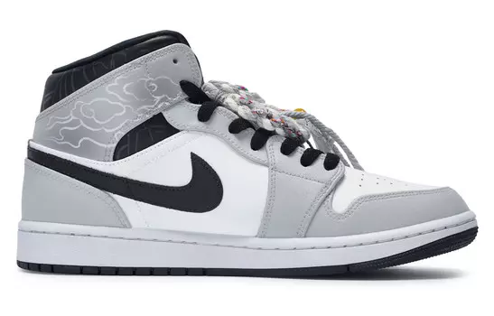 Кроссовки Air Jordan 1 Vintage Basketball Shoes Men Mid-top White, серый/белый