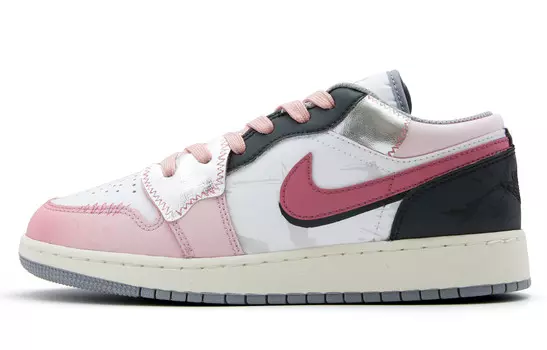Кроссовки Air Jordan 1 Vintage Basketball Shoes Women's Low-top Black/pink/white, черный/розовый