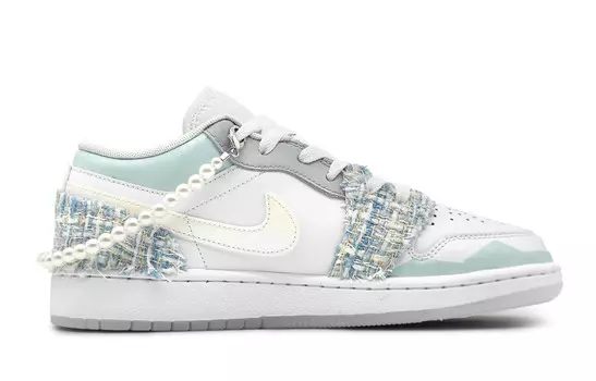 Кроссовки Air Jordan 1 Vintage Basketball Shoes Women's Low-top White, синий/белый