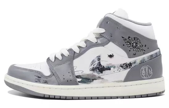 Кроссовки Air Jordan 1 Vintage Basketball Shoes Men High-top Gray/White, серый