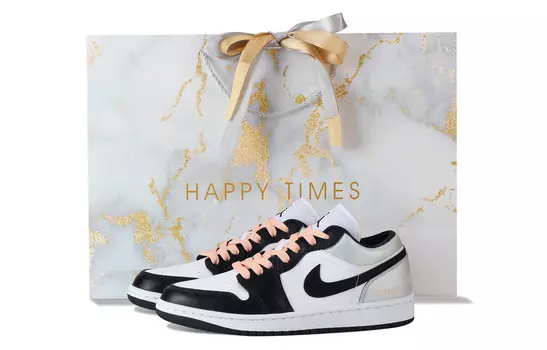 Кроссовки Air Jordan 1 Vintage Basketball Shoes Women's Low-top Black/White/Pink, черный