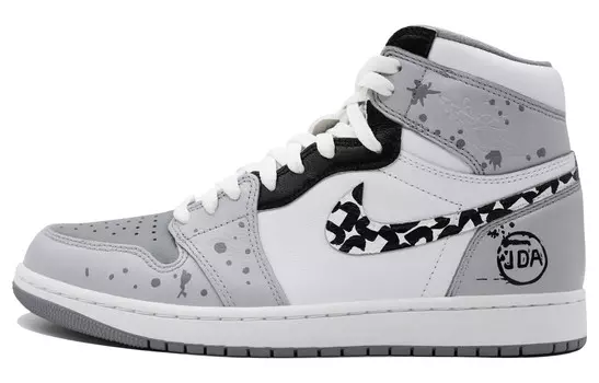 Кроссовки Air Jordan 1 Vintage Basketball Shoes Unisex High-top Gray/White, светло-серый