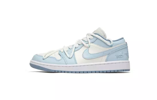Кроссовки Air Jordan 1 Vintage Basketball Shoes Women's Low-top White, синий