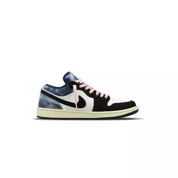 Кроссовки Air Jordan 1 Vintage Basketball Shoes Men Low-top Black/white/blue/pink, голубой