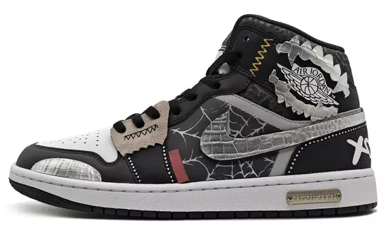 Кроссовки Air Jordan 1 Vintage Basketball Shoes Men Mid-top Black, серый