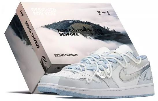 Кроссовки Air JORDAN 1 Vintage Basketball Shoes Women's Low-Top White Blue