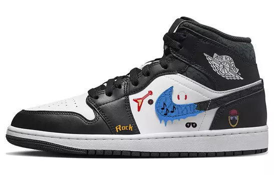 Кроссовки Air Jordan 1 Vintage Basketball Shoes Men Mid-top Black/white, черный