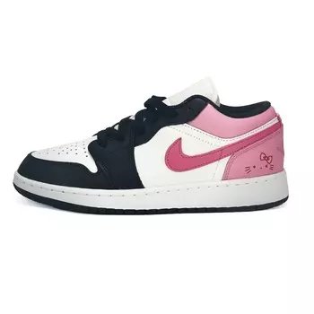 Кроссовки Air Jordan 1 Vintage Basketball Shoes Women's Low-top White/black/pink, черный