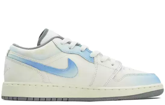 Кроссовки Air Jordan 1 Vintage Basketball Shoes Women's Low-top Blue, бежевый/синий