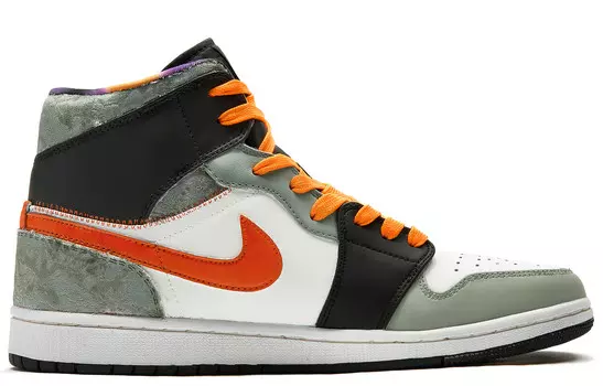 Кроссовки Air Jordan 1 Vintage Basketball Shoes Women's Mid-top Green/white/orange, оливковый