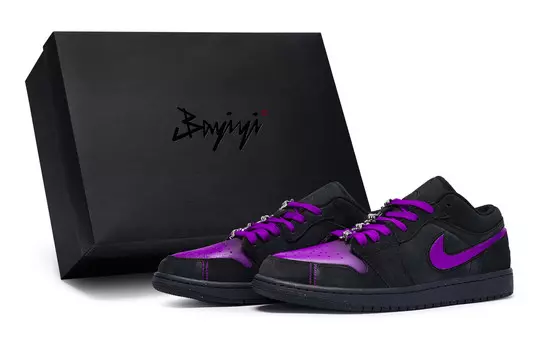 Кроссовки Air Jordan 1 Vintage Basketball Shoes Men Low-top Purple/black, фиолетовый