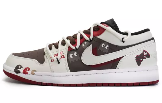 Кроссовки Air Jordan 1 Vintage Basketball Shoes Women's Low-top Brown/beige/red, коричневый