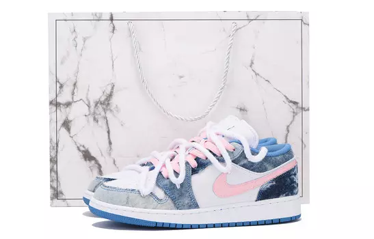 Кроссовки Air Jordan 1 Vintage Basketball Shoes Women's Low-top White, розовый