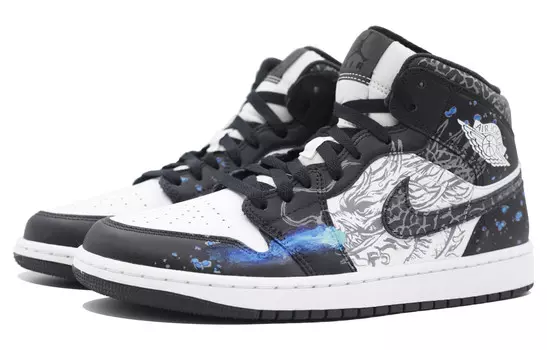Кроссовки Air Jordan 1 Vintage Basketball Shoes Men Mid-top Dark Gray, черный